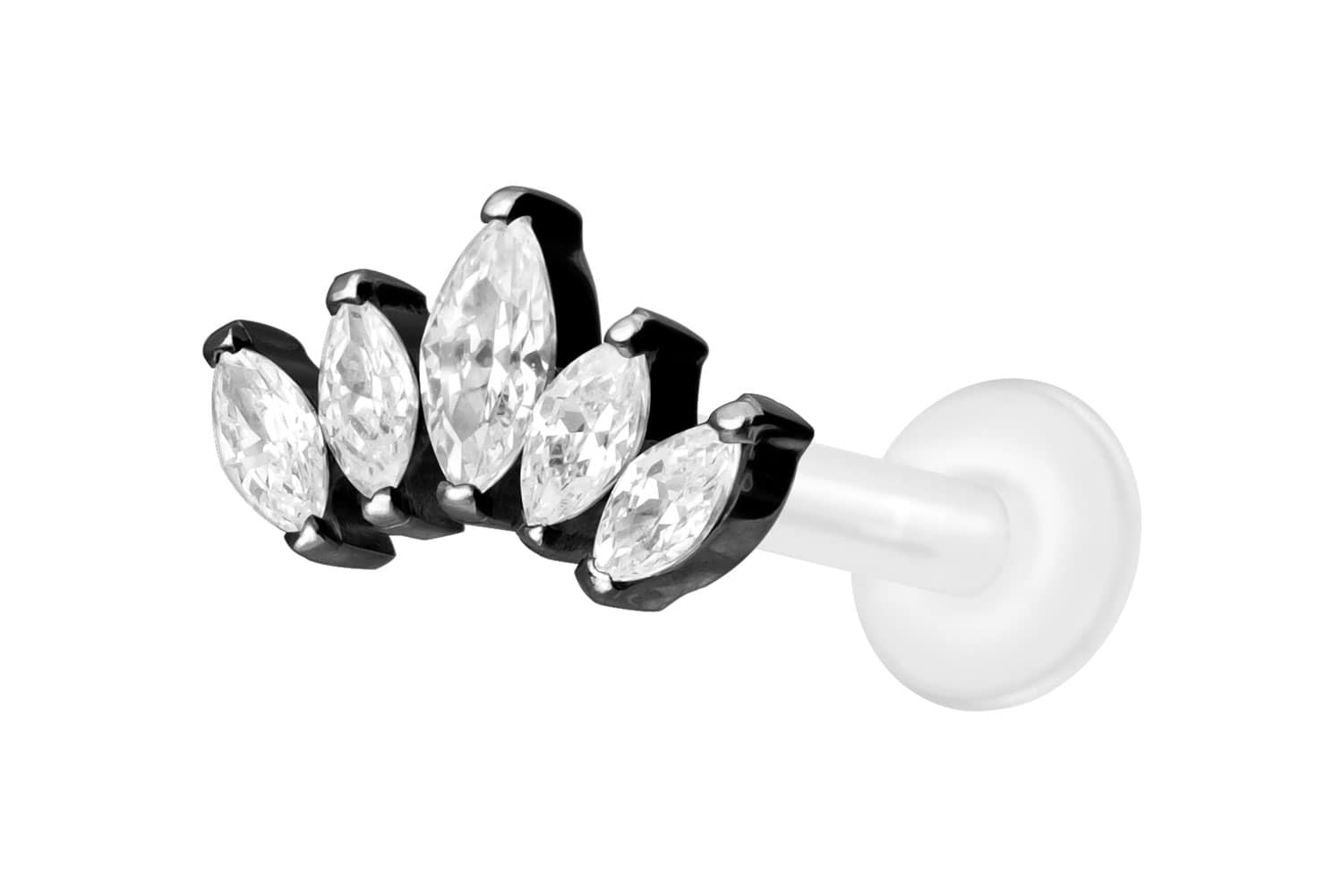 PTFE Labret Piercing mit Innengewinde + Titan-Aufsatz LOTUSBLÜTE